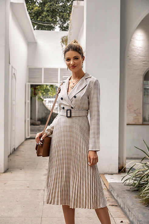 Plaid long skirt A-line skirt mid-length skirt - ROUTINE FASHION